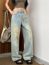 Vintage High Street Lange, gerade Jeans mit weitem Bein